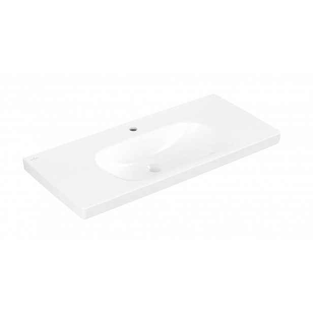 Villeroy & Boch Skyla - Umyvadlo 100x46 cm, bez přepadu, otvor pro baterii, CeramicPlus, Stone White 5A51A2RW