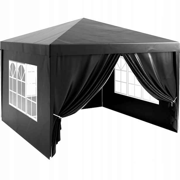 Zahradní pavilon černý 3x3 m se 4 stěnami