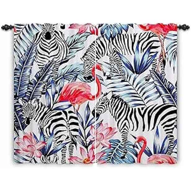 Zatemňovací závěs plameňák zebra divoká zvířata 107 x 160 cm