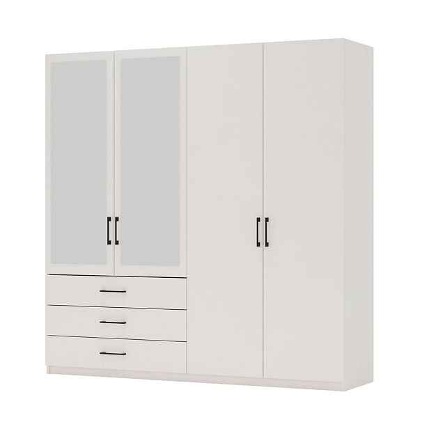 MASSENO ŠATNÍ SKŘÍŇ S OTOČNÝMI DVEŘMI HECARIM, 215/196/60 cm 4dveřová se zrcadlem, kašmírová