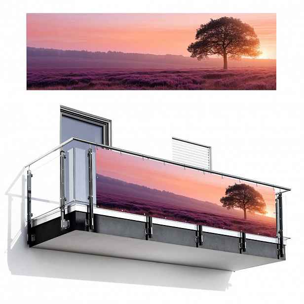 MuchoWow BALKONOVÁ ZÁSTĚNA Strom - vřes - východ slunce 300x95 cm