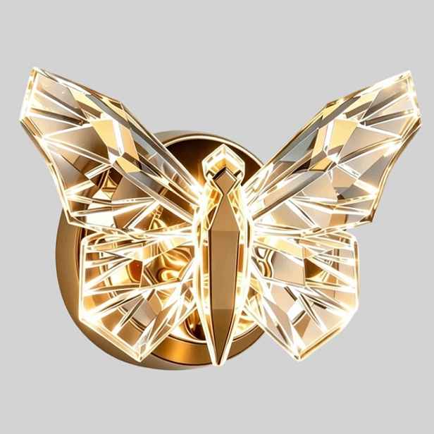 Nástěnná lampa Golden Butterfly 5W Led, moderní křišťálové nástěnné svítidlo