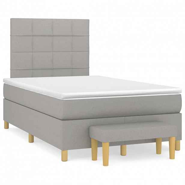 vidaXL Box spring postel s matrací světle šedá 120 x 200 cm textil