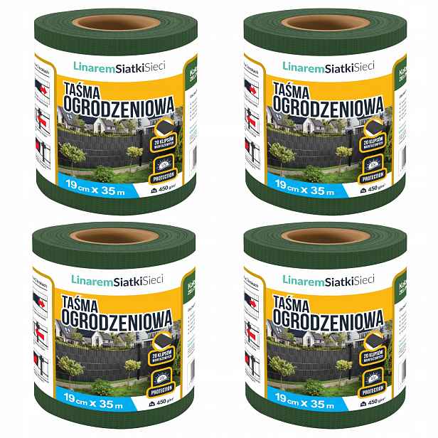Stínící Panelové Pásy Zelená 19 cm x 35 m Kryt Na Oplocení Uv Set 4 ks