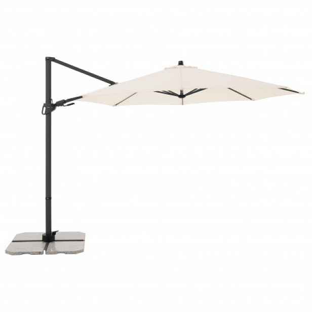 Zahradní slunečník s boční nohou Derby DERBY DX 335 cm- přírodní (slonovinová kost)