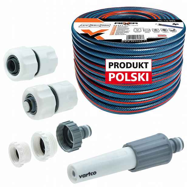 Hadice 3/4" 50 m 4 Vrstvená Spojky Pistole Polský Výrobek