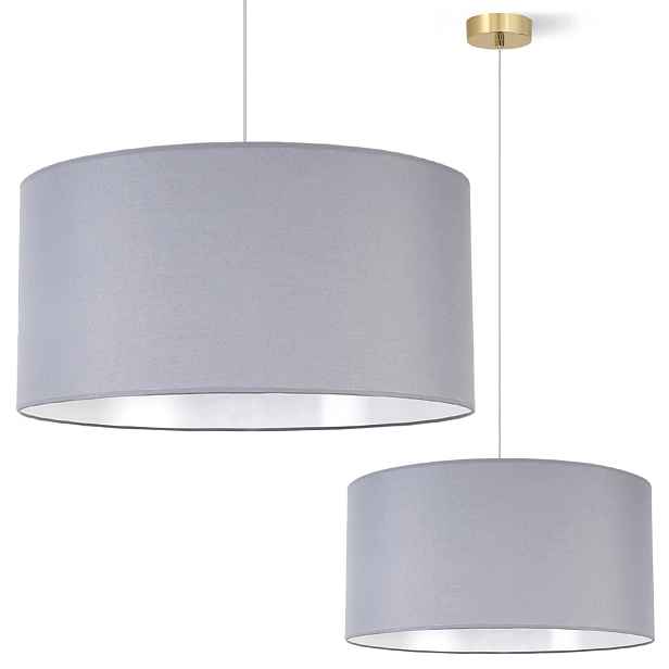 Závěsná Stropní Lustrová Lampa S Stínidlem, Šedá, Zlatá, Do Glamour Obývacího Pokoje