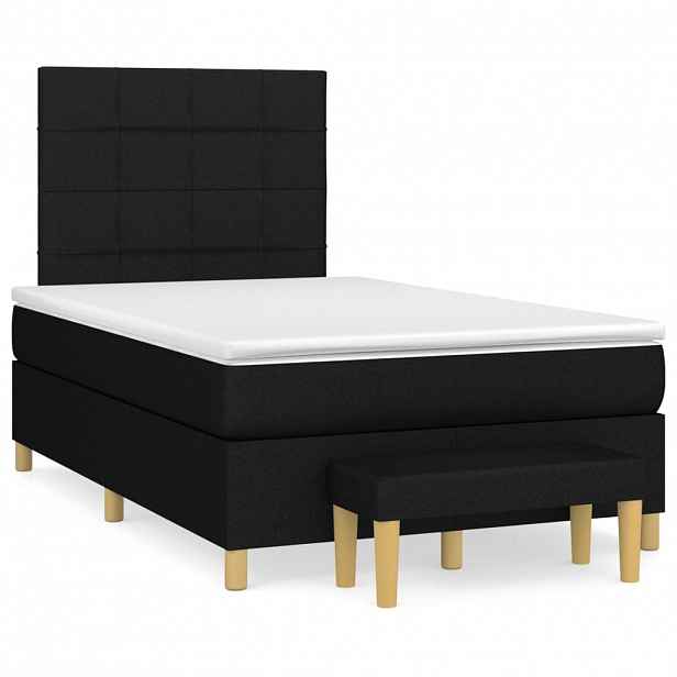 vidaXL Box spring postel s matrací černá 120x200 cm textil