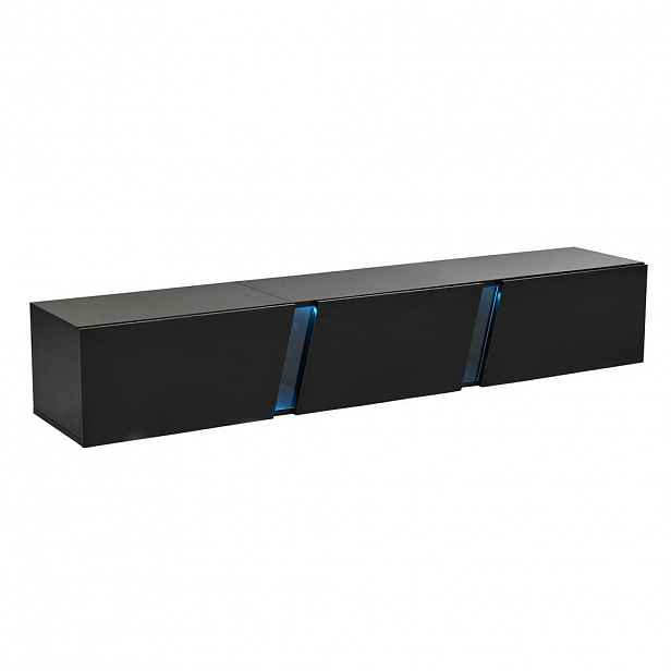 FLIEKS NÁSTĚNNÁ KOMODA LED Lesk Černá 3 Dveře