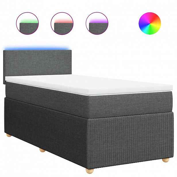 vidaXL Box spring postel s matrací tmavě šedá 90x190 cm textil