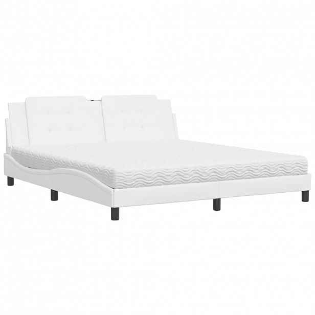 vidaXL Postel s matrací Zadar bílá 180 x 200 cm umělá kůže