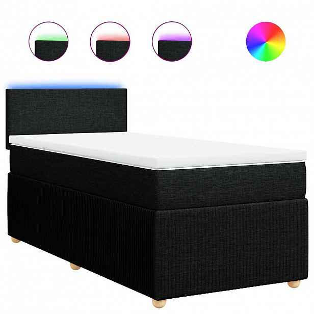 vidaXL Box spring postel s matrací černá 90x190 cm textil