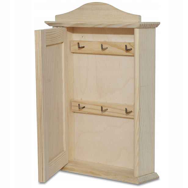 Dřevěná skříňka na klíče s věšákem decoupage