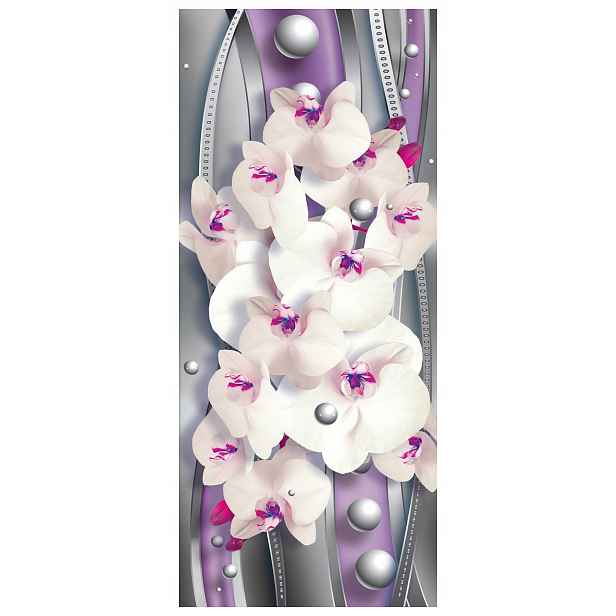Flízovaná fototapeta Orchideje stříbrné fialové na pozadí 91x211 lepidlo