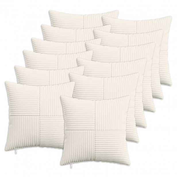 vidaXL Povlak na polštář 12 pcs ALMELO Krémová 50 x 50 cm manšestr