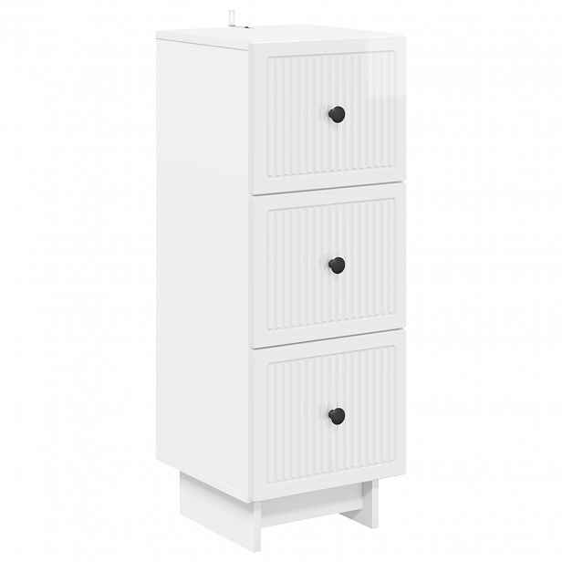 vidaXL Skříň se zásuvkami Bílá s vysokým leskem 33 x 34,5 x 90 cm