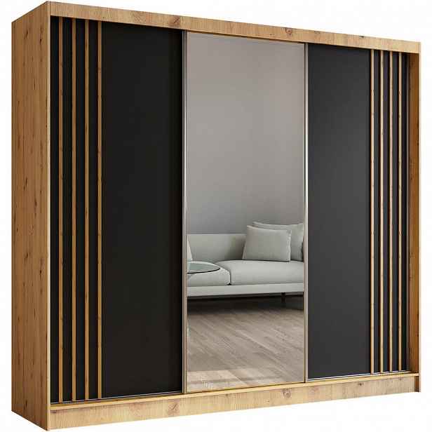 Beautysofa SKŘÍŇ s posuvnými dveřmi Nela 240/216/61 dub Artisan se zásuvkami