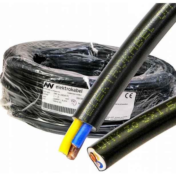 Kabel Omy 3x1,5 mm Cu lanko měděné led černé 100 m