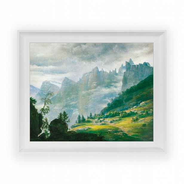 Krajina Stěna Trollů 40x50 rám bílý J.C.Dahl