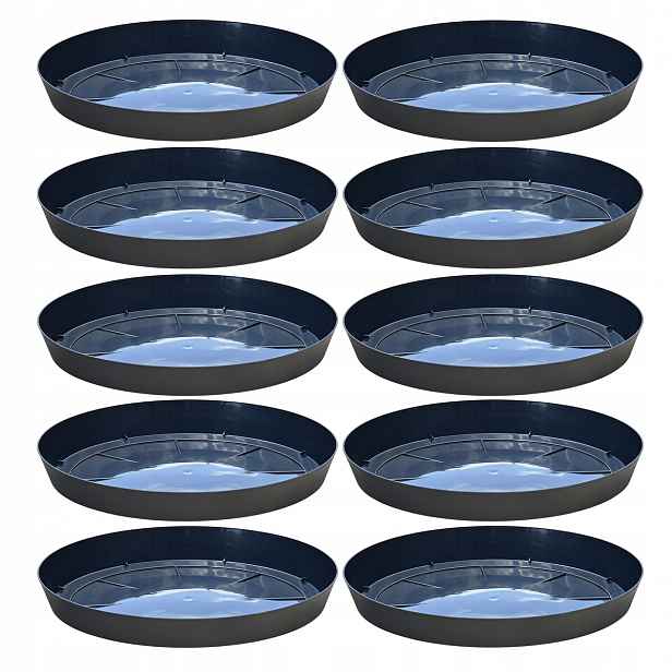 Podstavce pod květináče Lofly Saucer 27 cm, kulaté, antracitové, 10 Ks