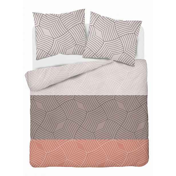 Povlečení 220x200 Geometrický béžový popel oranžový
