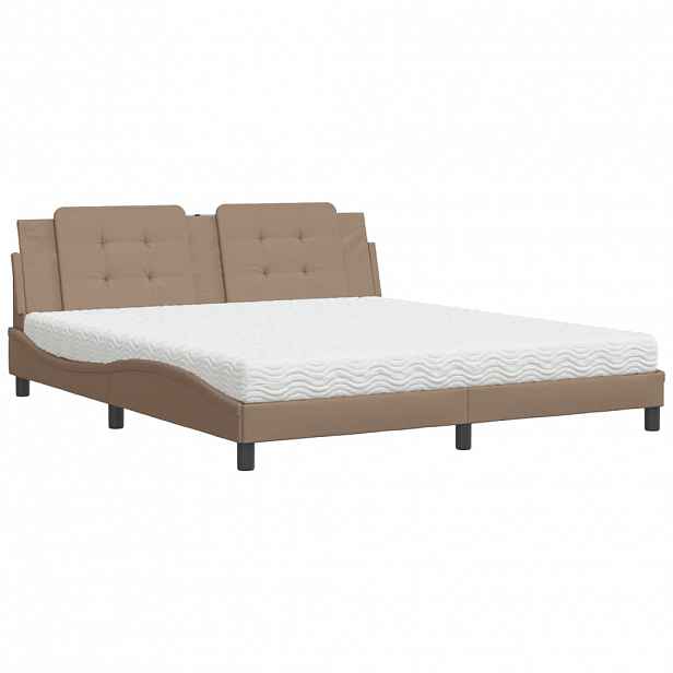 vidaXL Postel s matrací Zadar cappuccino 180 x 200 cm umělá kůže