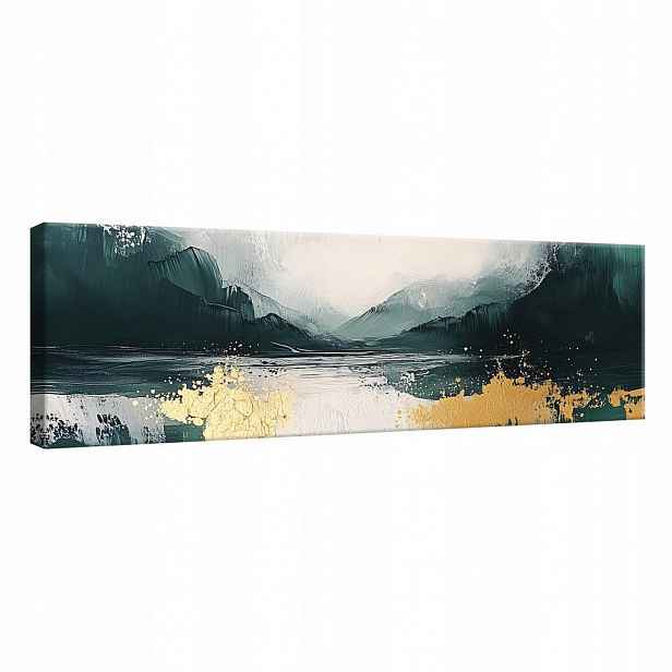 Wallarena OBRAZ na plátně Abstraktní zelený moderní 145x45