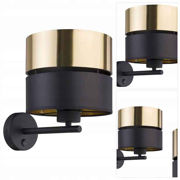 Nástěnné svítidlo Hilton černé se zlatem, jemný lesk nad psacím stolem Tk Lighting