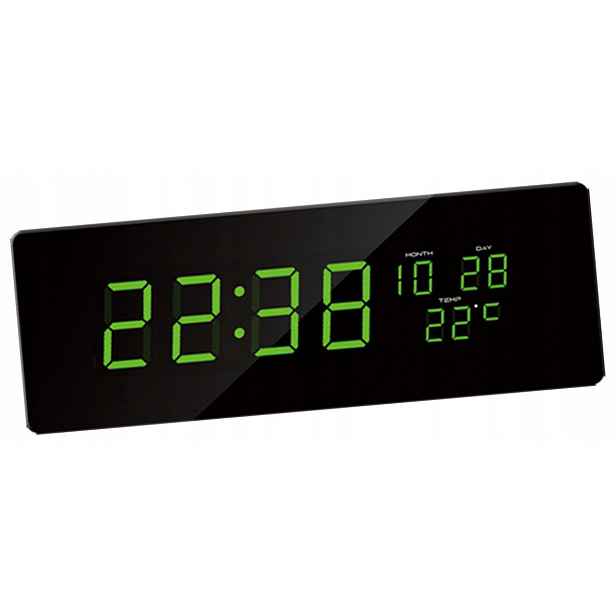 Velké Zelené Led Hodiny Jvd DH2.2 Datum Teplota Délka 51 cm Číslice 7,5 cm