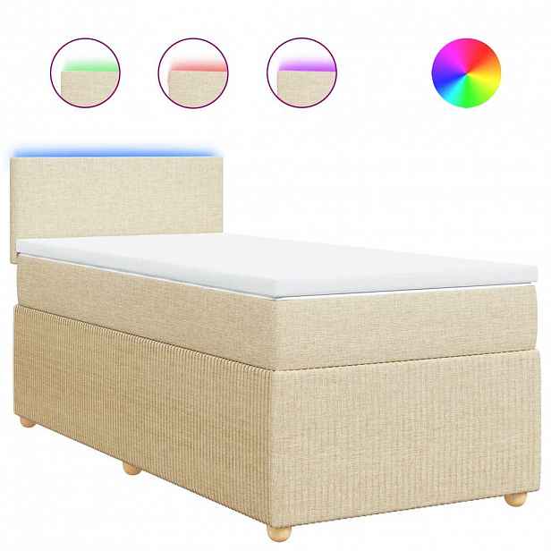 vidaXL Box spring postel s matrací krémová 90x190 cm textil
