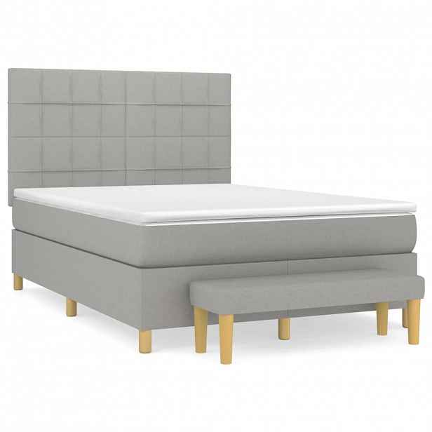 vidaXL Box spring postel s matrací světle šedá 140 x 190 cm textil