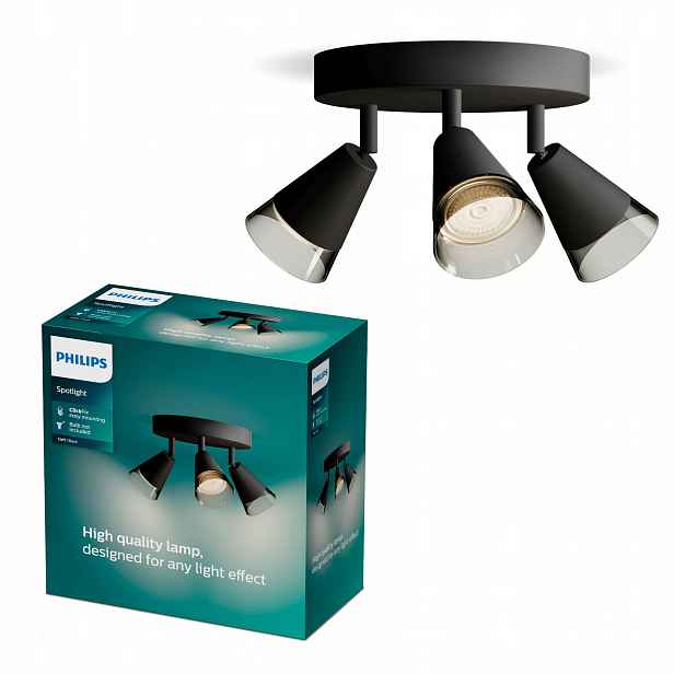 Stropní Svítidlo Reflektor Nástěnný Stropní Svítidlo 3x GU10 Černá Cleft Philips