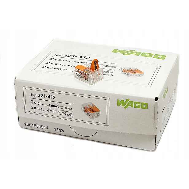 Wago 221-412 Rychlospojka 2x0,14-4 Spojka x100