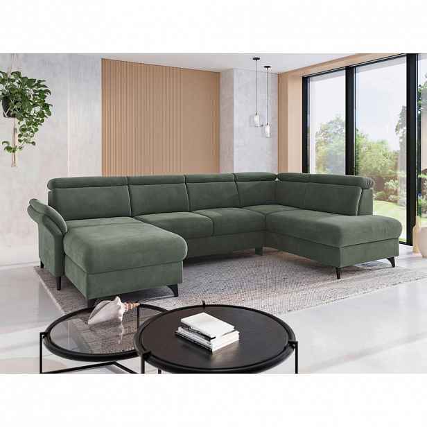Sit & More SEDACÍ SOUPRAVA, textil, tmavě zelená