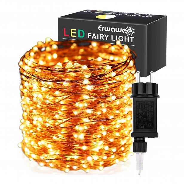 Led vánoční lampa 100 m 1000 Led na měděném drátu, 8 režimů