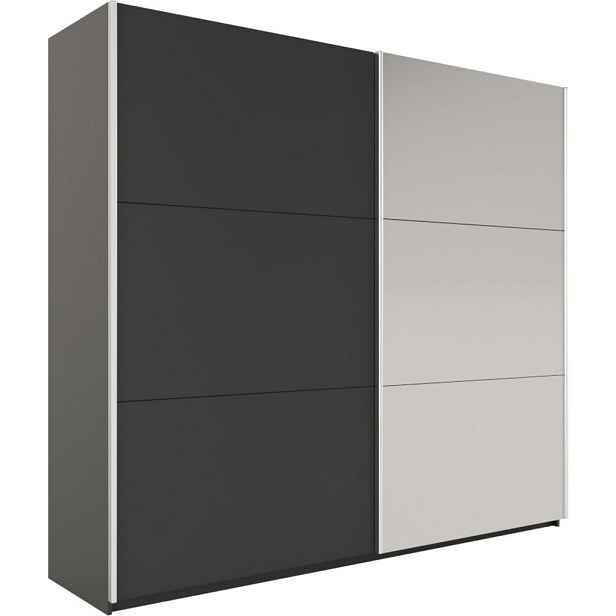MASSENO ŠATNÍ SKŘÍŇ S POSUVNÝMI DVEŘMI IVERN, 225/215/65 cm 2dveřová se zrcadlem, černá