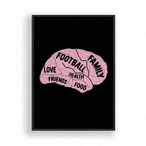 Obraz Football Family Typografie Plakát Rámeček Dřevěný Černý 30x42 cm
