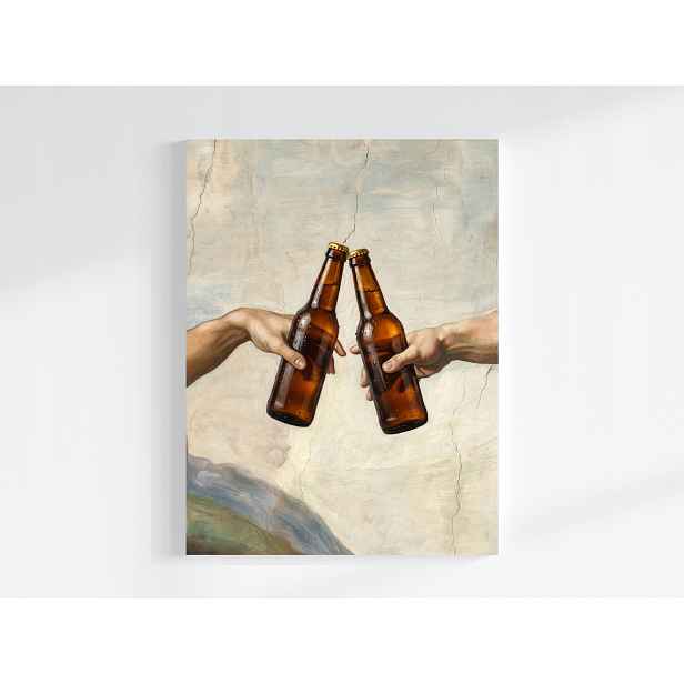 Obraz Na Plátně Canvas Stvoření Adama Parodia Michal Anděl Pivo 60x80