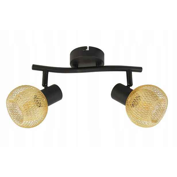 Stropní svítidlo dvojitá černá drátěná zlatá stínidla nastavitelná Reality