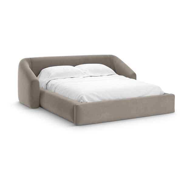 Světle hnědá čalouněná dvoulůžková postel s úložným prostorem s roštem 180x200 cm Campi – Cosmopolitan Design