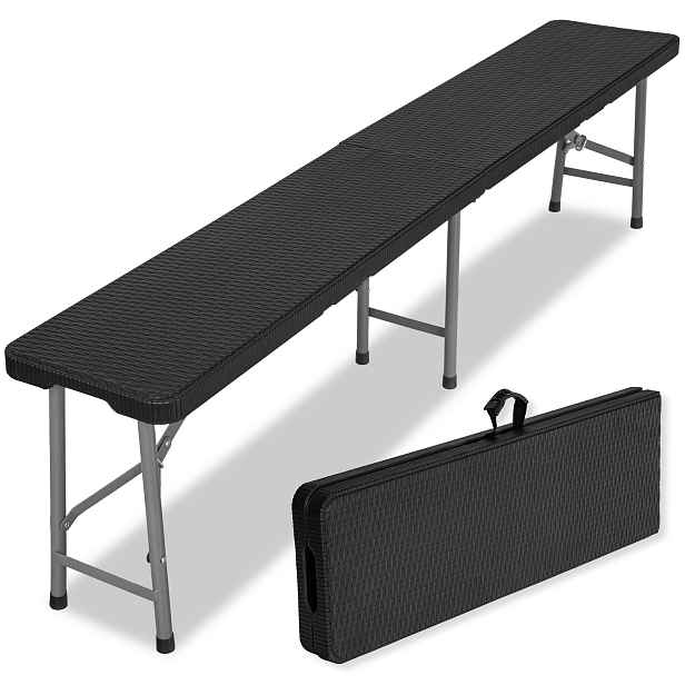 TZB Skládací cateringová lavice RATTAN 180 cm černá
