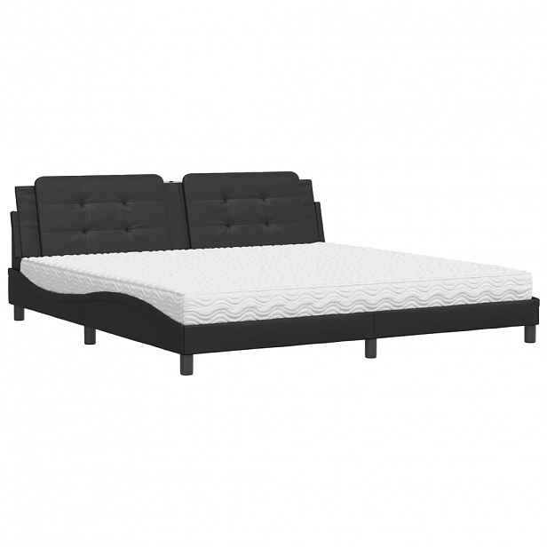 vidaXL Postel s matrací Zadar černá 200 x 200 cm umělá kůže