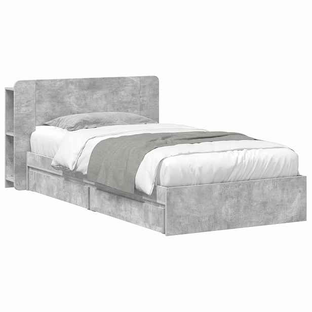 vidaXL Rám postele s úložným prostorem Betonově šedá 90 x 190 cm