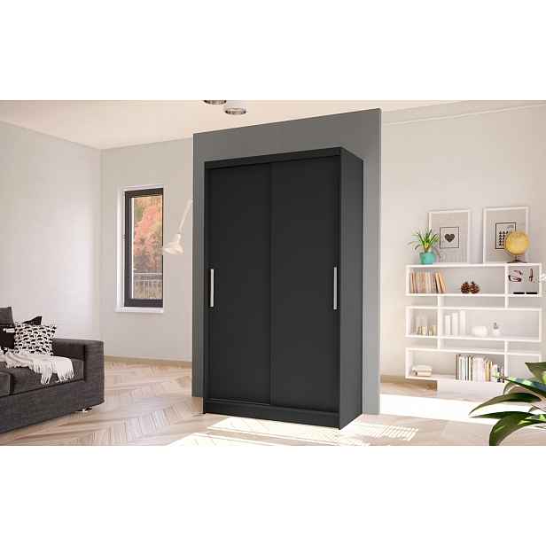 Šatní skříň s posuvnými dveřmi SILVERIO I, černý mat