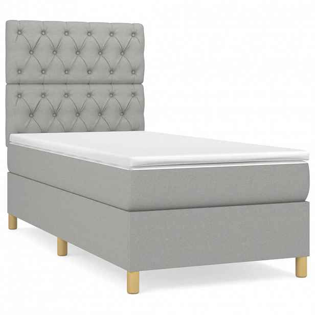 vidaXL Box spring postel s matrací světle šedá 80 x 200 cm textil
