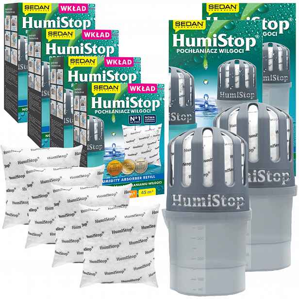 Humistop 2xPohlcovač vlhkosti s náplní 4xSilná náplň Náhradní náplň 280g Humistop