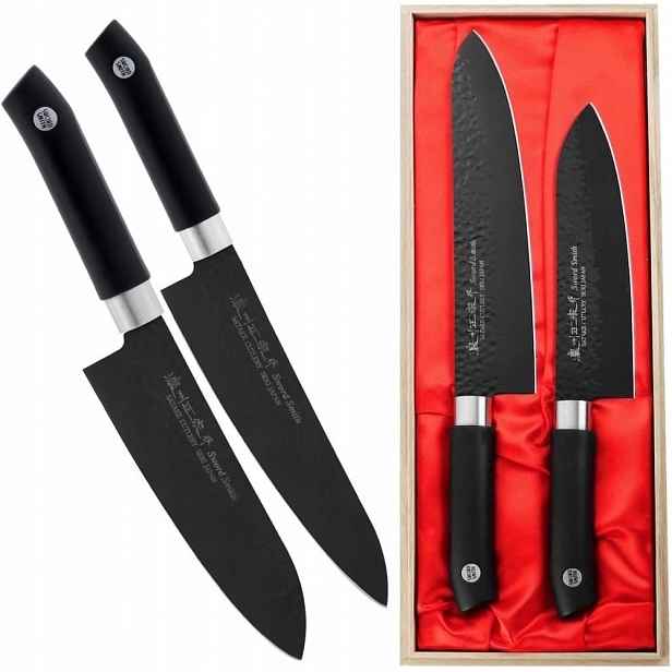 Satake Sword Smith Black Japonská sada 2 nožů šéfa 21 cm a Santoku 17 cm