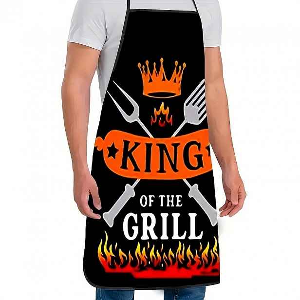TEMU 1ks Skvělá pánská BBQ zástěra, ideální dárek ke Dni otců - Kuchyňská zástěra na pečení, malování, ruční práce - Snadno čistitelná zástěra pro