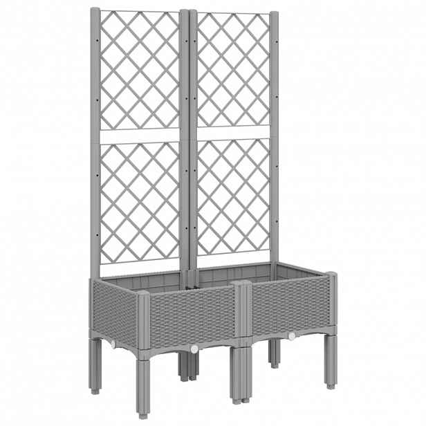 vidaXL Zahradní truhlík s treláží světle šedý 80 x 40 x 142 cm PP