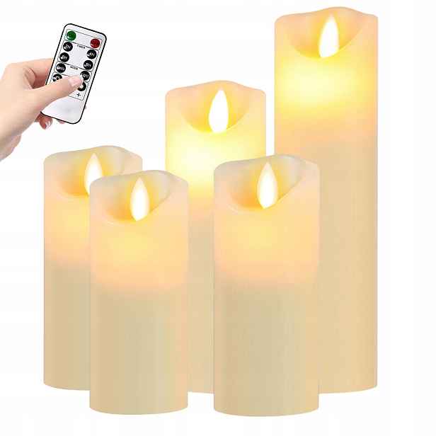 Led Svíčky, Bezplamenné Svíčky, Sada 5 Kusů, S Funkcí Časovače